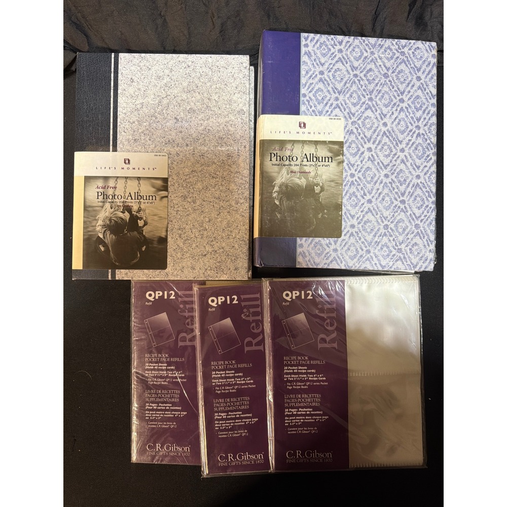 Life's Moments Photo Albums Blue Diamonds & Ink Granite + 3 New QP12 Refills